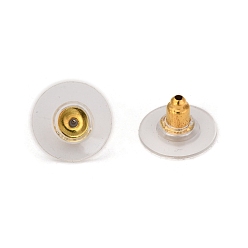 Oro Tuercas de oreja de latón, pendientes de embrague de bala con almohadilla, para estabilizar pendientes de poste pesados, plano y redondo, dorado, 11x6 mm, agujero: 1 mm