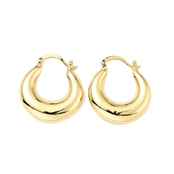 Real 18K Gold Plated Rack Plating Brass Chunky Hoop Earrings for Women, Cadmium Free & Lead Free, Real 18K Gold Plated, 28.5x25x5.8mm, Pin: 0.5x1.8mm