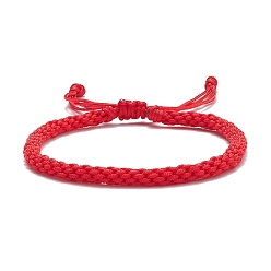 Red Nylon Braided Cord Bracelet, Adjustable Lucky Friendship Bracelet for Women, Red, Inner Diameter: 2~3 inch(5~7.5cm)