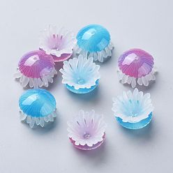 Couleur Mélangete Perles acryliques transparentes, méduses, couleur mixte, 20~25x13mm, Trou: 1.2mm