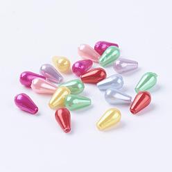 Mixed Color ABS Plastic Imitation Pearl, teardrop, Mixed Color, 10x6mm, Hole: 1mm