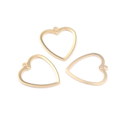 Real 24K Gold Plated Brass Pendants, Long-Lasting Plated, Heart, Real 24K Gold Plated, 21x19x1mm, Hole: 1.4mm