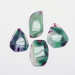 Natural Agate Mixed Shape Natural Agate Pendants, Dyed, 36~60x20~39x6mm, Hole: 2mm