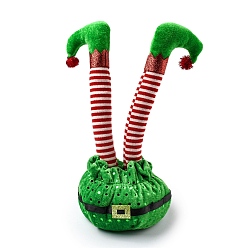 Verde Adornos de pierna de elfo de tela de navidad, para la decoración de escritorio del hogar de la fiesta de navidad, verde, 120x140x290 mm