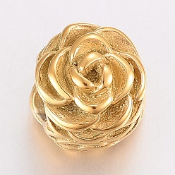 Golden 304 Stainless Steel Beads, Large Hole Beads, Flower, Golden, 13.5x13x12mm, Hole: 6mm