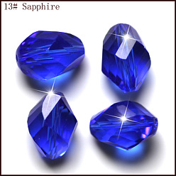 Синий Имитация Австрийские кристаллические шарики, класс AAA, граненые, двухконусные, синие, 10x13 мм, отверстие : 0.9~1 мм