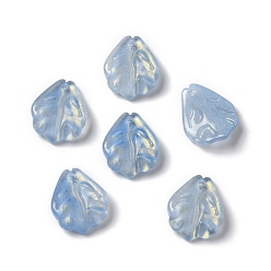 Bleu Ciel Clair Pendentifs en verre teint et chauffé, avec de la poudre de paillettes, pétale d'oeillet, lumière bleu ciel, 17.5x15x4.5mm, Trou: 1.4mm