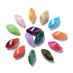 Couleur Mélangete Pierres gemmes d'imitation acrylique, torsion, couleur mixte, Longueur 33mm,  largeur de 14 mm, épaisseur de 14mm, Trou: 2.5mm, environ129 pcs / 500 g