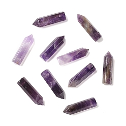 Amethyst Natural Amethyst Pointed Pendants, Faceted, Bullet, 30~33x8~9mm, Hole: 1.4~1.6mm