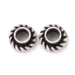 Antique Silver 925 Sterling Silver Bead Caps, Flat Round, Antique Silver, 5x2.5mm, Hole: 2mm, about 50pcs/10g