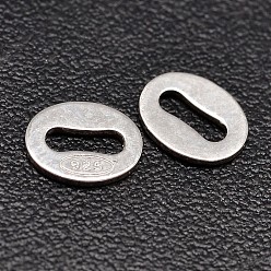 Silver Oval 925 Sterling Silver Chain Tabs, Chain Extender Connectors, Silver, 6x4x1mm, Hole: 3x1mm, about 322pcs/20g