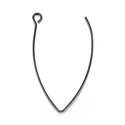 Electrophoresis Black Stainless Steel Earring Hooks, with Horizontal Loop, Electrophoresis Black, 41x24.5mm, Hole: 3mm, 21 Gauge, Pin: 0.7mm