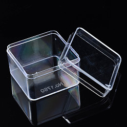 Clear Polystyrene Plastic Bead Storage Containers, Square, Clear, 7x7x5cm