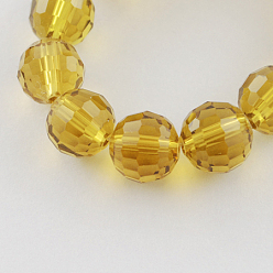 Goldenrod Transparent Glass Bead Strands, Faceted, Round, Goldenrod, 8mm, Hole: 1mm, about 72pcs/strand, 21.8 inch