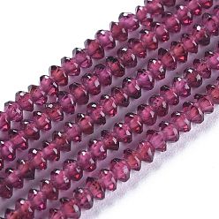 Garnet Natural Garnet Beads Strands, Faceted, Bicone, 2.8~3.2x1.5~2.2mm, Hole: 0.7mm, about 226pcs/strand, 15.35 inch(39cm)