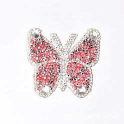 Rose Appliques de strass hotfix en forme de papillon, accessoires de costumes, rose, 60x60mm