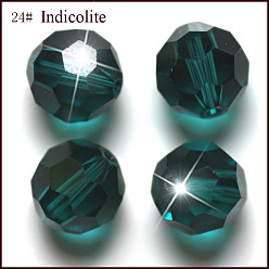 Teal Imitation Austrian Crystal Beads, Grade AAA, Faceted(32 Facets), Round, Teal, 4mm, Hole: 0.7~0.9mm