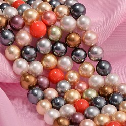 Mixed Color Shell Pearl Colorful Beads Strands, Round, Mixed Color, 8mm, Hole: 0.8mm, about 24~25pcs/strand, 7.7 inch(19.75cm)