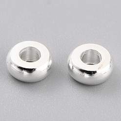 925 Sterling Silver Plated Brass Beads, Long-Lasting Plated, Flat Round, 925 Sterling Silver Plated, 4x1.5mm, Hole: 1.5mm