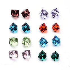Mixed Color Faceted Cube Glass Cabochons, Mixed Color, 8x8x8mm