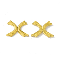Oro Cabujones de aleación de chapado en rack, sin plomo y cadmio, x forma, dorado, 11.5x15x2 mm