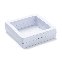 White Square Transparent PE Thin Film Suspension Jewelry Display Box, for Ring Necklace Bracelet Earring Storage, White, 7x7x2cm