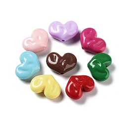 Couleur Mélangete Perles acryliques opaques, cœur, couleur mixte, 18x24x10mm, Trou: 2.5mm, environ: 190 pcs / 500 g