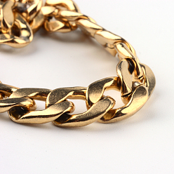 Golden Vacuum Plating 201 Stainless Steel Curb Chains  Necklaces, with Lobster Claw Clasps, Golden, 23.6 inch(60cm), 7mm
