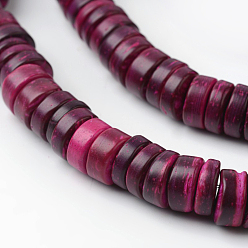 Rouge Violet Moyen Teints noix de coco naturelle brins disque de perles, support violet rouge, 9x2~6mm, Trou: 3mm, Environ 108 pcs/chapelet, 15.7 pouce