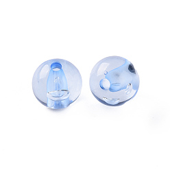 Bleu Bleuet Perles acryliques transparentes, ronde, bleuet, 12x11mm, Trou: 2.5mm, environ566 pcs / 500 g