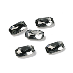 Черный Алмаз Стеклянные стразы кабошоны, задние и задние, граненые, прямоугольные, черный алмаз, 12x6x4.3 мм