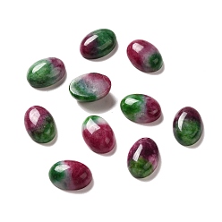 Jade Cabujones de jade natural teñidos, dos tonos, oval, rosa vieja y verde, 18.5x13x7 mm