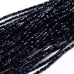 Black Faceted Rondelle Half Rainbow Plated Electroplate Glass Beads Strands, Black, 3.5~4x2.5~3mm, Hole: 0.8mm, about 150pcs/strand, 15.1 inch