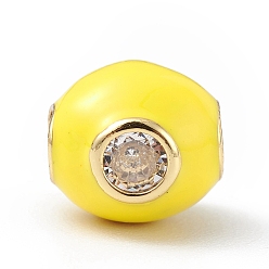 Jaune Crémaillère placage micro en laiton pavent perles cubes de zircone, avec l'émail, plaqué longue durée, sans cadmium et sans plomb, réel 18 k plaqué or, ronde, jaune, 9.5x9.5x9.7mm, Trou: 3.5mm