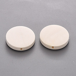 Antique White Wooden Beads, Undyed, Flat Round, Antique White, 15x4mm, Hole: 1.2~1.6mm, about 1065pcs/500g