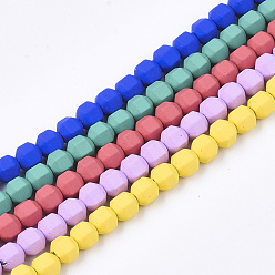 Mixed Color Spray Painted Non-magnetic Synthetic Hematite Beads Strands, Star Cut Round Beads, Faceted, Mixed Color, 4x4x4mm, Hole: 0.5mm, about 100pcs/strand, 15.7 inch