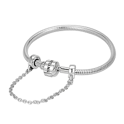 Silver TINYSAND 925 Sterling Silver Tinysand Safety Chain European Bracelets, Silver, 210mm, Packing Se: 11x11.4x2.3cm