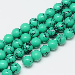 Turquoise Synthétique  Perles turquoises synthétiques teintes, ronde, 10mm, Trou: 2mm, Environ 42 pcs/chapelet, 14.96 pouce
