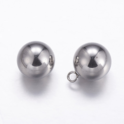 Color de Acero Inoxidable 201 encantos de esfera de acero inoxidable, bola redonda, color acero inoxidable, 13x10 mm, agujero: 2 mm