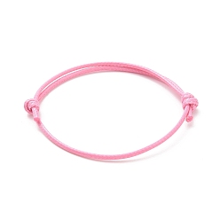 Perlas de Color Rosa Cable de la toma de la pulsera de poliéster encerado coreano, rosa perla, de diámetro ajustable: 40~70 mm