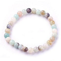 Amazonite Bracelets extensibles en perles d'amazonite de fleurs naturelles, ronde, 1-7/8 pouces ~ 2-1/8 pouces (4.9~5.3 cm), perles: 6~7 mm