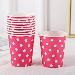 Cerise Polka Dot Pattern Disposable Party Paper Cups, for Birthday Party Supplies, Cerise, 75x85mm