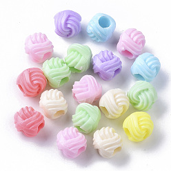 Mixed Color Opaque Polystyrene(PS) Plastic European Beads, Large Hole Beads, Wool Ball Shape, Mixed Color, 12x12x12mm, Hole: 5.5mm, about 500pc/500g