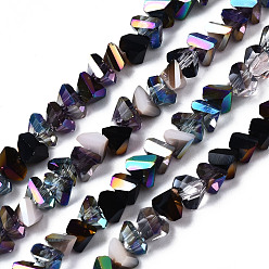 Misty Rose Electroplate Glass Beads Strands, Triangle, Misty Rose, 3.5x6x4.5mm, Hole: 1mm, about 100pcs/strand, 13.39''(34cm)