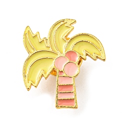 Tree Summer Beach Theme Enamel Pin, Golden Alloy Brooch for Backpack Clothes, Coconut Tree, 24x21.5x1.5mm