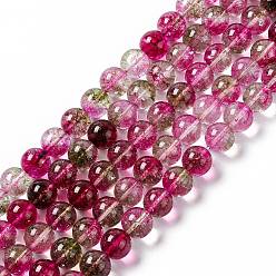 Deep Pink K9 Glass Imitation Cherry Quartz Beads Strand, Round, Deep Pink, 10~10.5mm, Hole: 0.8mm, about 39pcs/strand, 14.76 inch(37.5cm)