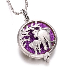 Elefante Collares con medallón magnético de aleación de plata antigua, Sábana de algodón de aromaterapia dentro de collares de botellas de perfume., elefante, 31.50 pulgada (80 cm)