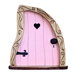 Perlas de Color Rosa Puerta de jardín de madera en miniatura, para accesorios de casa de muñecas que simulan decoraciones de utilería, rosa perla, 90x100 mm
