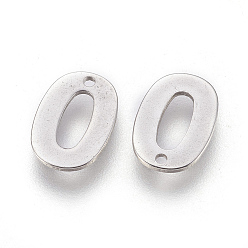 Number 201 Stainless Steel Charms, Number, Num.0, 11x7.5x0.6mm, Hole: 1mm