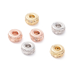 Mixed Color Brass Micro Pave Clear Cubic Zirconia Beads, Long-Lasting Plated, Cadmium Free & Lead Free, Rondelle with Star, Mixed Color, 7.5x3.5mm, Hole: 2.8mm